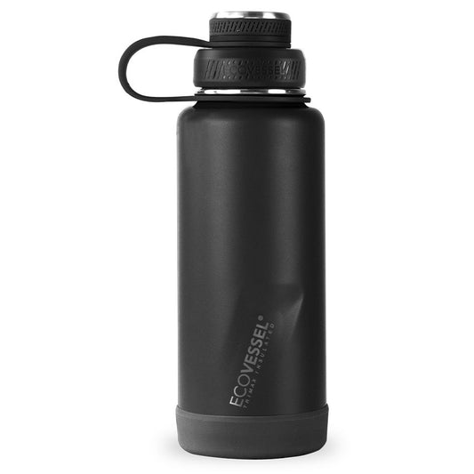 32 oz EcoVessel Boulder Insulated Stainless Steel Water Bottle Black Shadow