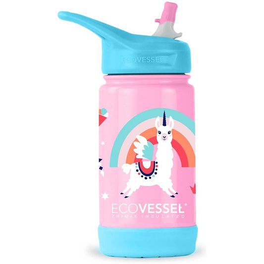 12 oz The Frost EcoVessel Insulated Stainless Steel Water Bottle with Straw Llama