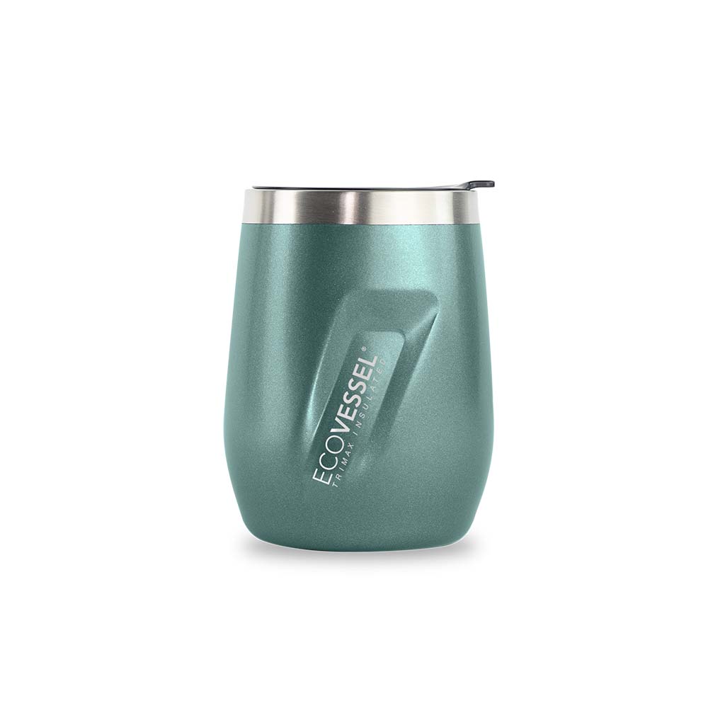 10 oz EcoVessel PORT Vacuum Insulated Stainless Steel Wine Cup Aqua Jade