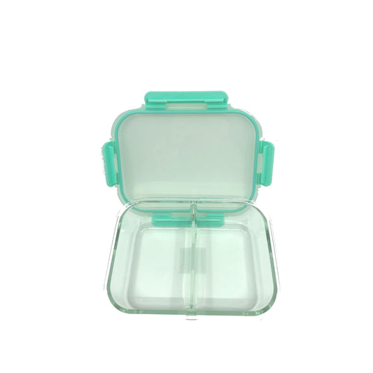 Divided Glass Lunch Container with Plastic Lid Small 2-compartment (580 ML)