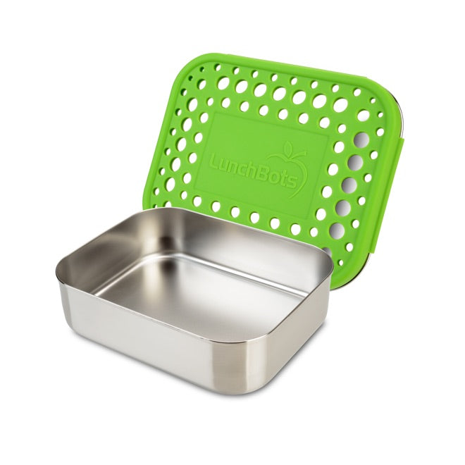 Lunchbots Medium Uno Lunch Box Green Lid