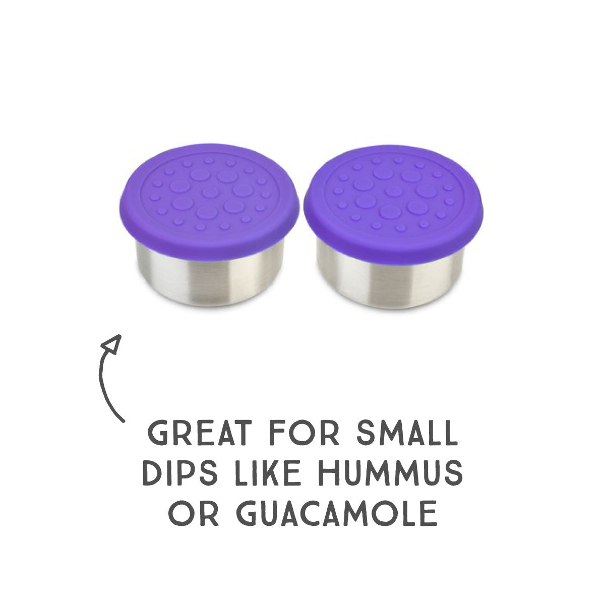 Lunchbots Medium (2.5 oz) Stainless Steel Dip Containers (Set of 2) Purple