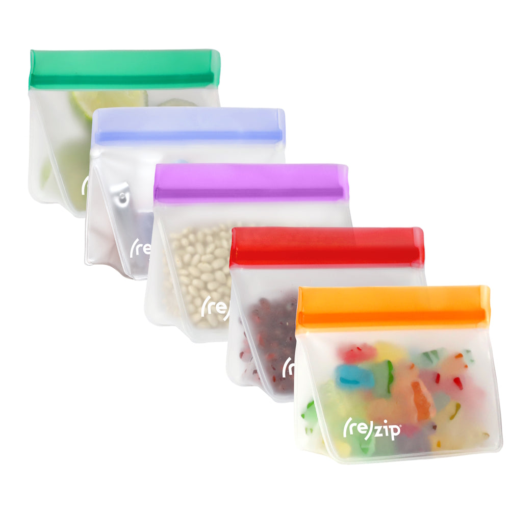 1-cup (re)zip Stand-Up Reusable Storage Bags (5-pack) Multicolour - Jewel Tones