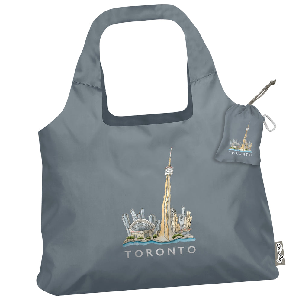 ChicoBag Vita Shoulder Style Bag, Iconic Toronto Skyline Gray