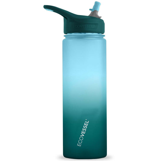 24 oz EcoVessel Wave Sports Water Bottle with Silicone Straw