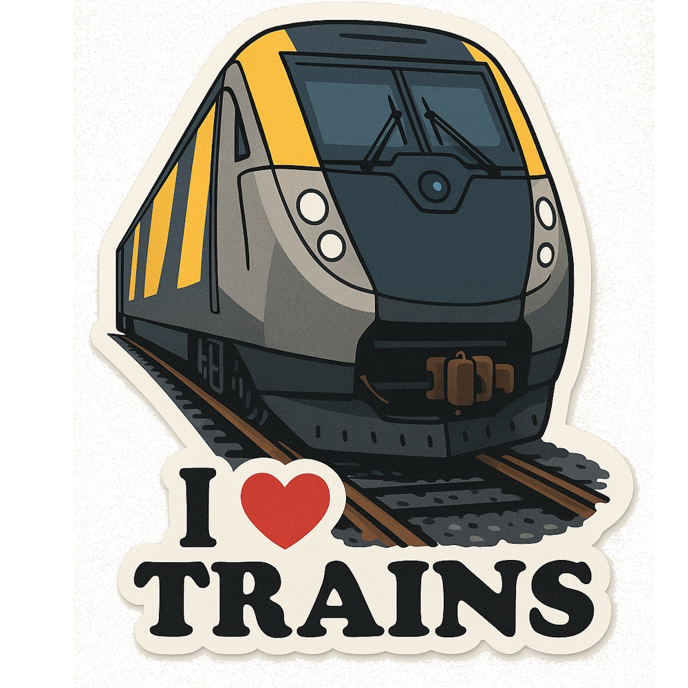 “I Love Trains” Sticker