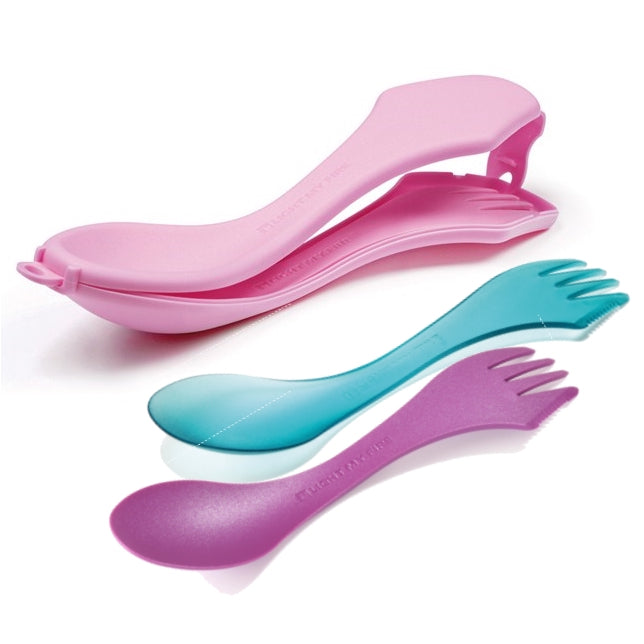 Light My Fire 2 Sporks n Case Pink Transparent Blue Pink Metal