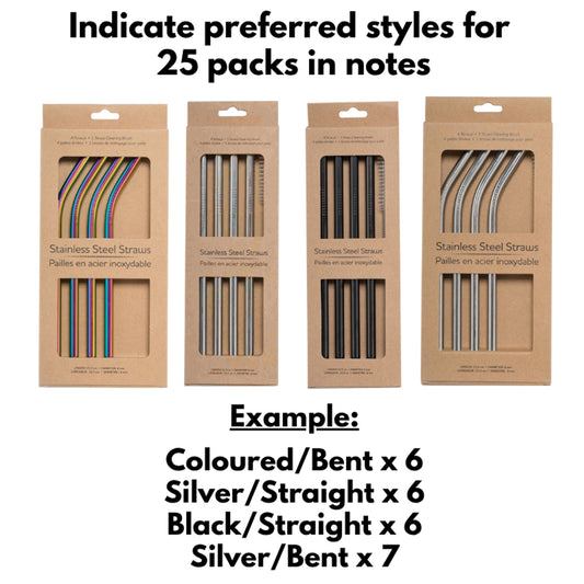 25 FREE Stainless Steel Straw Sets (4 straws + Brush)
