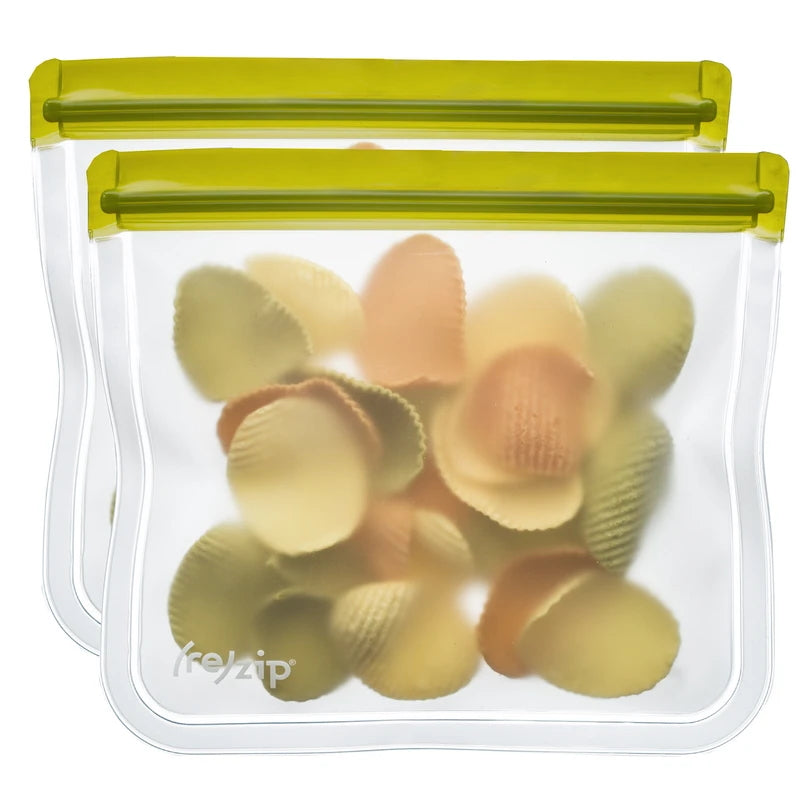 (re)zip Lay-Flat Lunch Size Leakproof Reusable Storage Bag Moss (2-pack)
