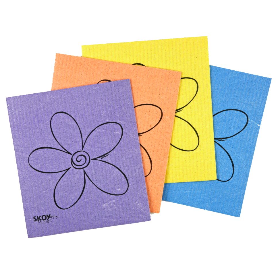 SKOY Cleaning Cloths, MIXED COLOURS (Pack of 4) Package of 4 (Assorted Colours)