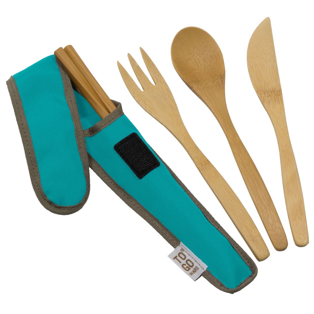 To Go Ware RePETe Bamboo Utensil Set Agave (Teal)