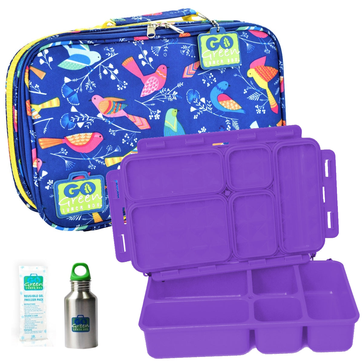 Go Green Leak-Proof Lunchbox Set Tweety with Purple Food Box