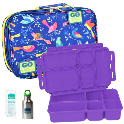 Go Green Leak-Proof Lunchbox Set Tweety with Purple Food Box
