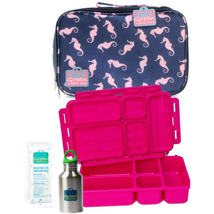 Go Green Leak-Proof Lunchbox Set Seahorse with Pink Food Box