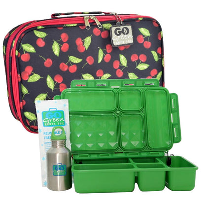 Go Green Leak-Proof Lunchbox Set Cherries Jubilee with Green Food Box