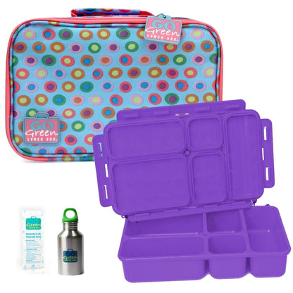 Go Green Leak-Proof Lunchbox Set Confetti with Purple Food Box