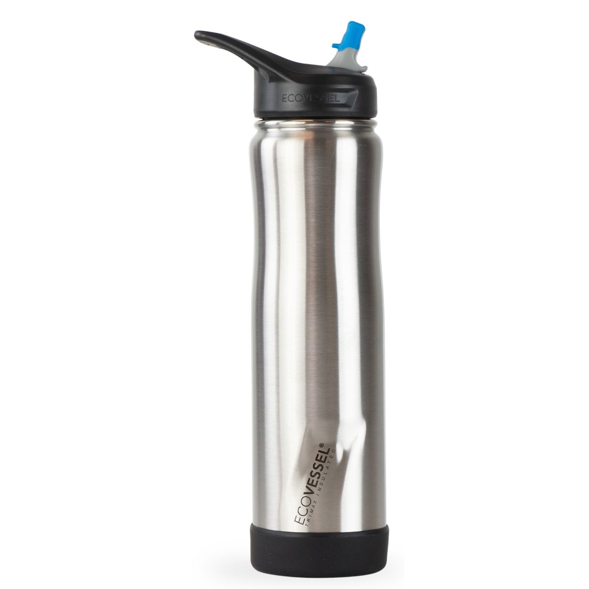 24 oz EcoVessel SUMMIT Stainless Steel Insulated Straw Water Bottle Silver Express