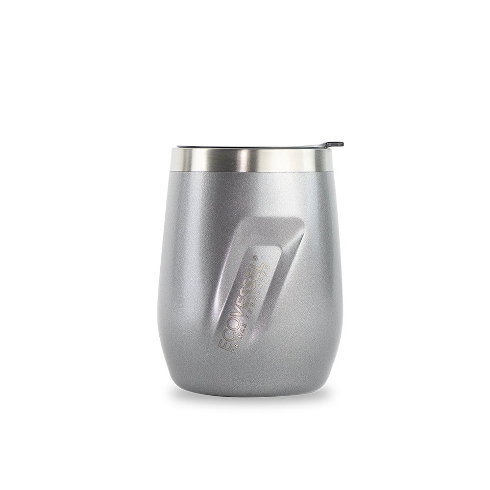 10 oz EcoVessel PORT Vacuum Insulated Stainless Steel Wine Cup Grey Smoke