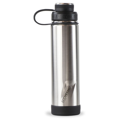 24 oz EcoVessel Boulder Insulated Stainless Steel Water Bottle Silver Express