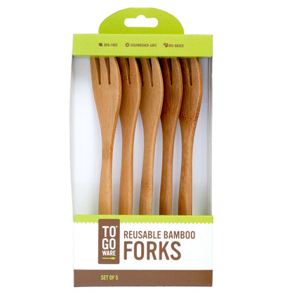 To Go Ware Bamboo Reusable Utensils Multi Pack Forks (Set of 5)