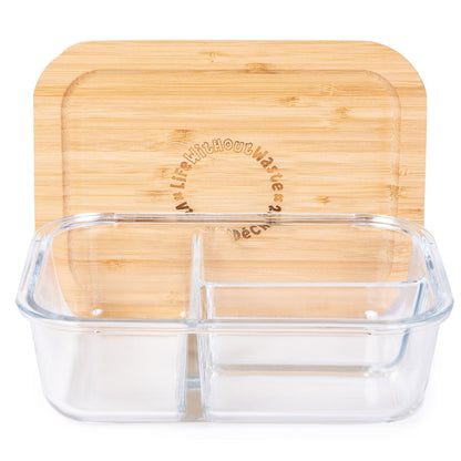 Life Without Waste Divided Glass Lunch Container Large 3-compartment (1250 ML)