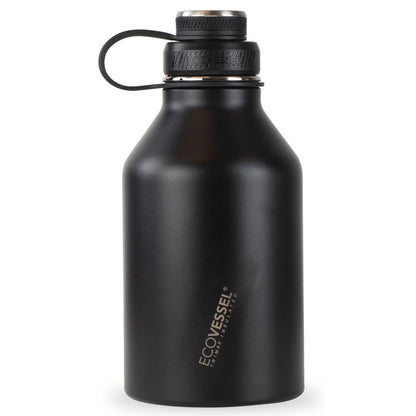 64 oz EcoVessel Boss Triple Insulated Stainless Steel Growler Black Shadow