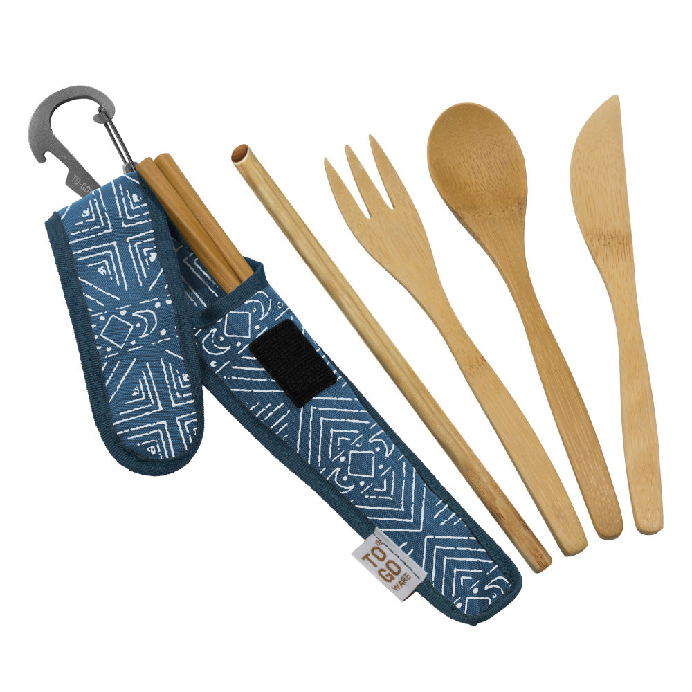 To Go Ware RePETe Premium Bamboo Utensil Set Shibori Moon