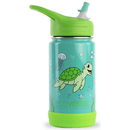 12 oz The Frost EcoVessel Insulated Stainless Steel Water Bottle with Straw Ocean
