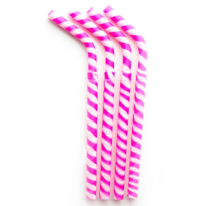 GreenPaxx Silicone 2-piece Reusable Straws Pink Striped (Pack of 4)