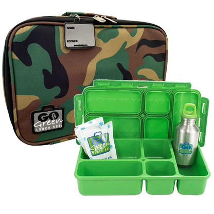Go Green Leak-Proof Lunchbox Set Green Camo with Green Food Box