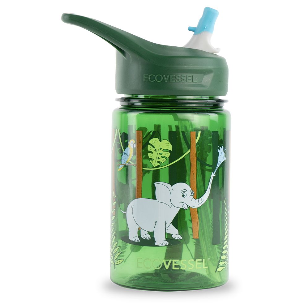12 oz The SPLASH Kids Tritan Water Bottle with Straw Top Jungle