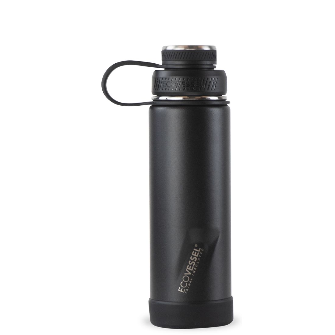 20 oz EcoVessel Boulder Insulated Stainless Steel Water Bottle Black Shadow