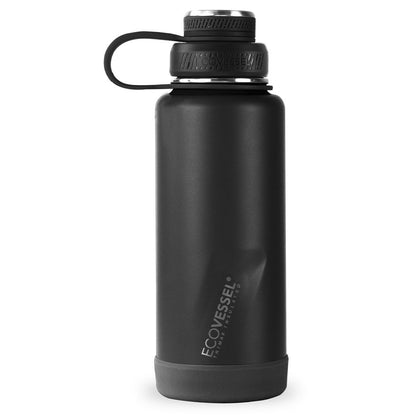 32 oz EcoVessel Boulder Insulated Stainless Steel Water Bottle Black Shadow