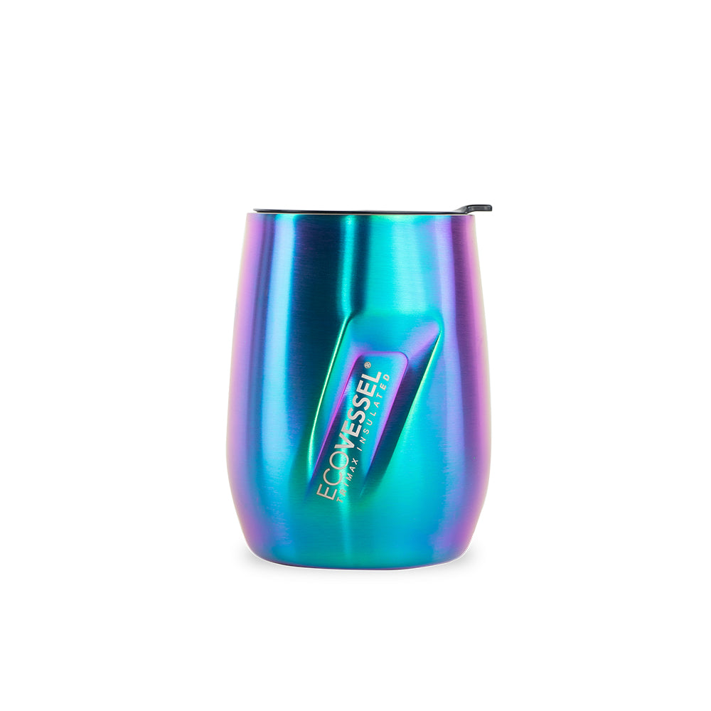 10 oz EcoVessel PORT Vacuum Insulated Stainless Steel Wine Cup Over the Rainbow