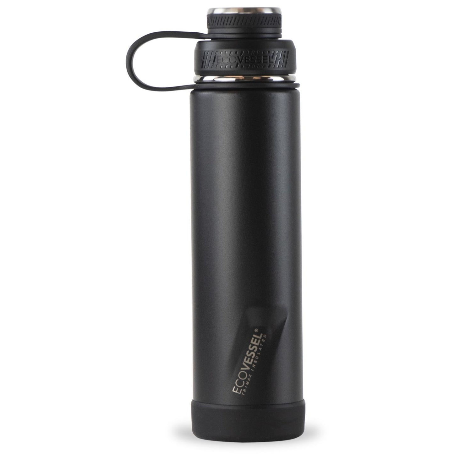 24 oz EcoVessel Boulder Insulated Stainless Steel Water Bottle Black Shadow