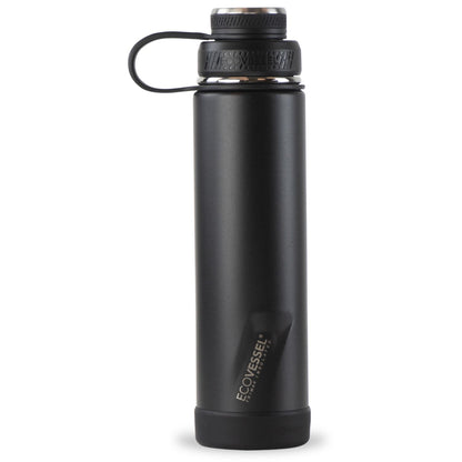 24 oz EcoVessel Boulder Insulated Stainless Steel Water Bottle Black Shadow