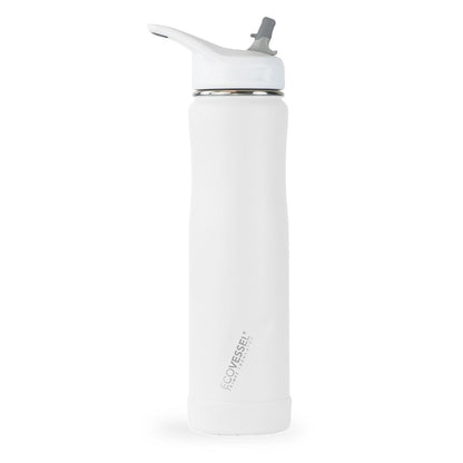 24 oz EcoVessel SUMMIT Stainless Steel Insulated Straw Water Bottle Whiteout