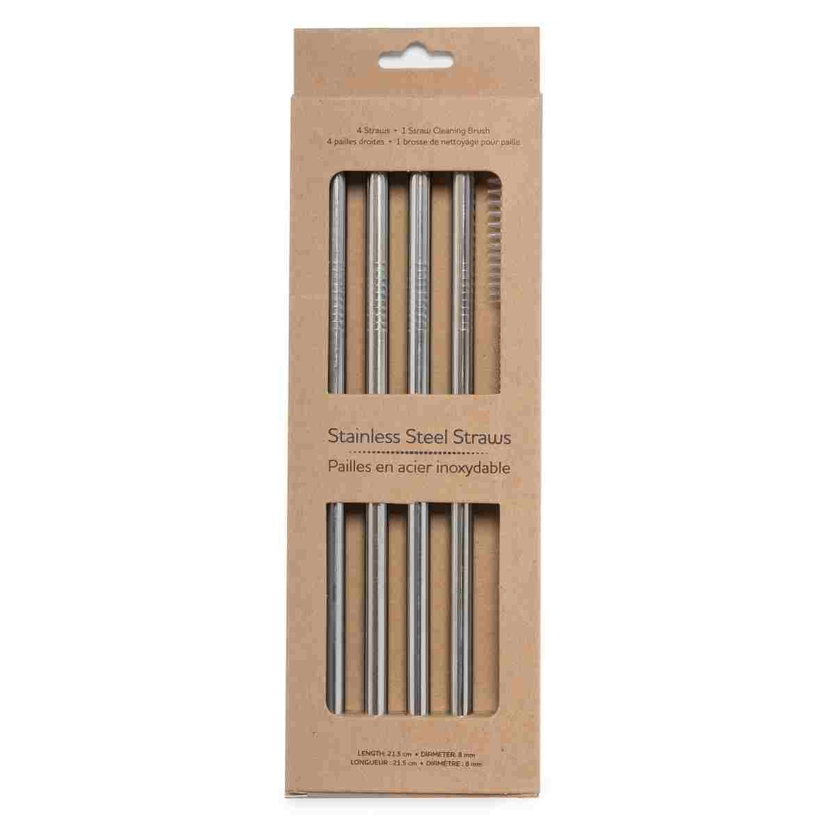 Life Without Waste Stainless Steel Straws (4 straws + Brush) Stainless Steel Straight (4 straws + a brush)