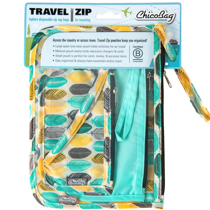 ChicoBag Travel Zip Pouches (Set of 3) Feather