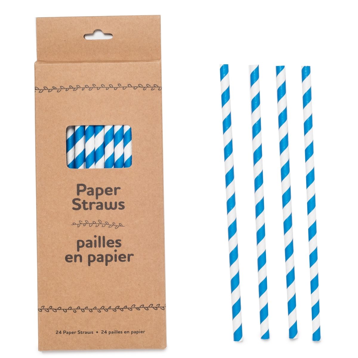 Life Without Waste Paper Straws (24-pack) Blue Striped
