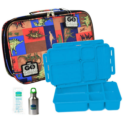 Go Green Leak-Proof Lunchbox Set Jurassic Party with Blue Food Box