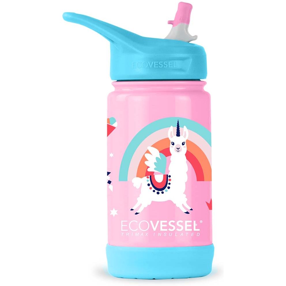 12 oz The Frost EcoVessel Insulated Stainless Steel Water Bottle with Straw Llama
