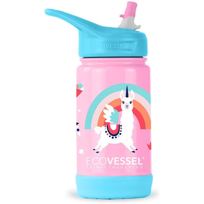 12 oz The Frost EcoVessel Insulated Stainless Steel Water Bottle with Straw Llama
