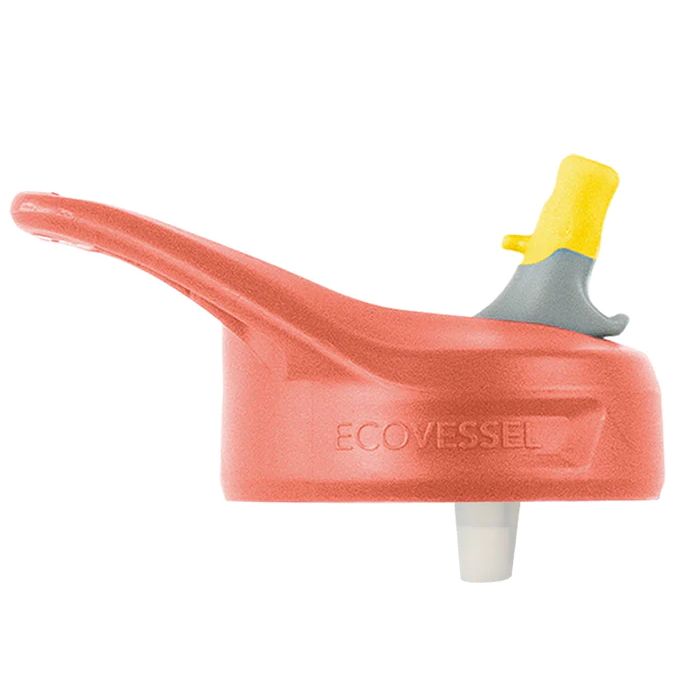 EcoVessel Straw Top Replacement Lid Orange with Yellow Spout
