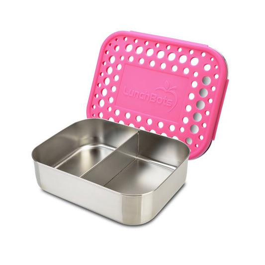 Lunchbots Medium Duo Bento Box Pink Lid
