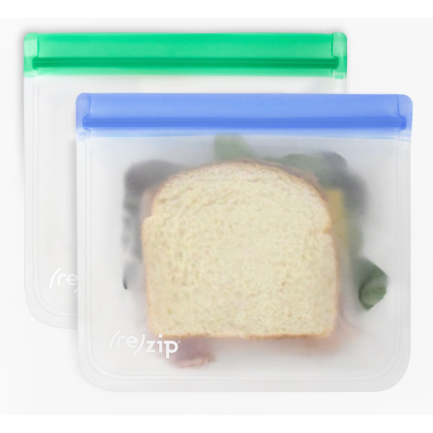 (re)zip Lay-Flat Lunch Size Leakproof Reusable Storage Bag Emerald Blue (2-pack)