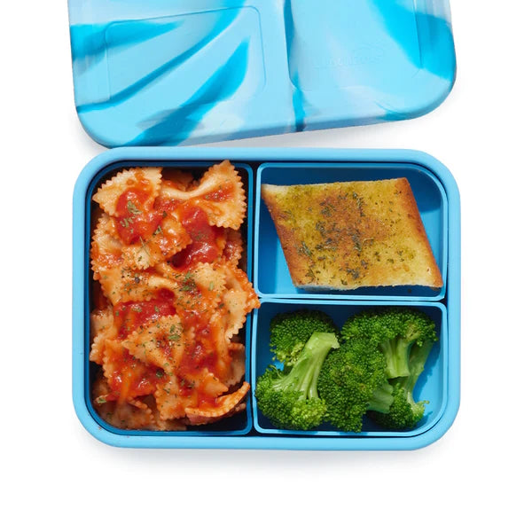 Lunchbots Build-A-Bento Large Platinum Silicone Bento Box Blue Whale