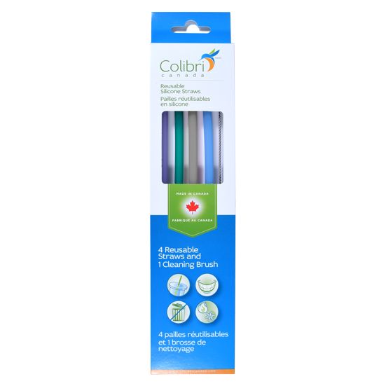 Colibri Reusable Silicone Straw 4-pack + Straw Brush