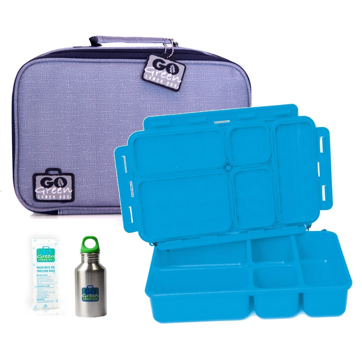 Go Green Leak-Proof Lunchbox Set Classic Denim with Blue Food Box