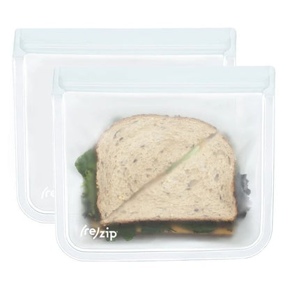 (re)zip Lay-Flat Lunch Size Leakproof Reusable Storage Bag Translucent (2-pack)
